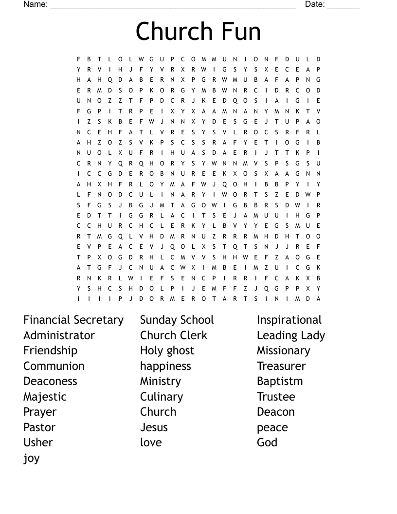 Church Fun Word Search