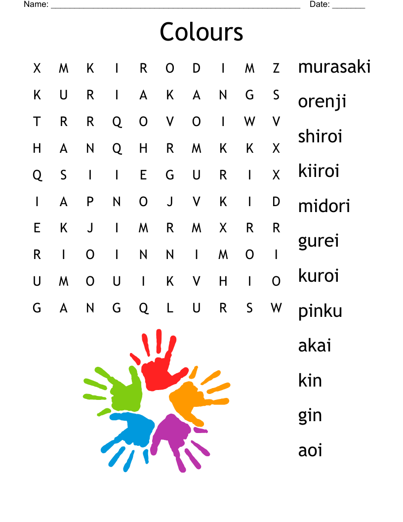 Colours  Word Search
