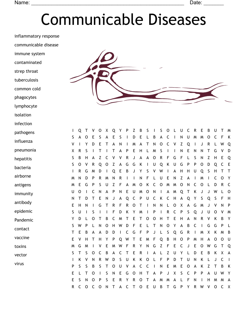 Communicable Diseases Word Search