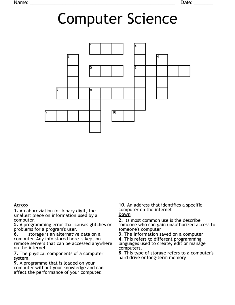 Computer Science Crossword
