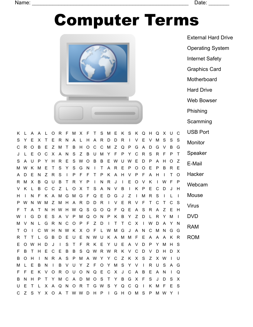 Computer Terms Word Search