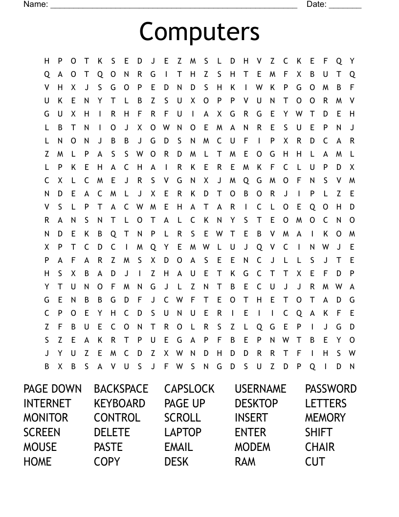 Computers Word Search