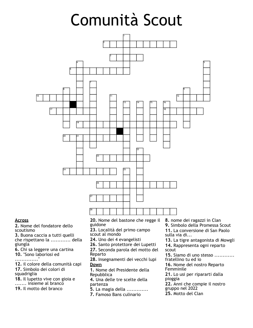Comunità Scout Crossword