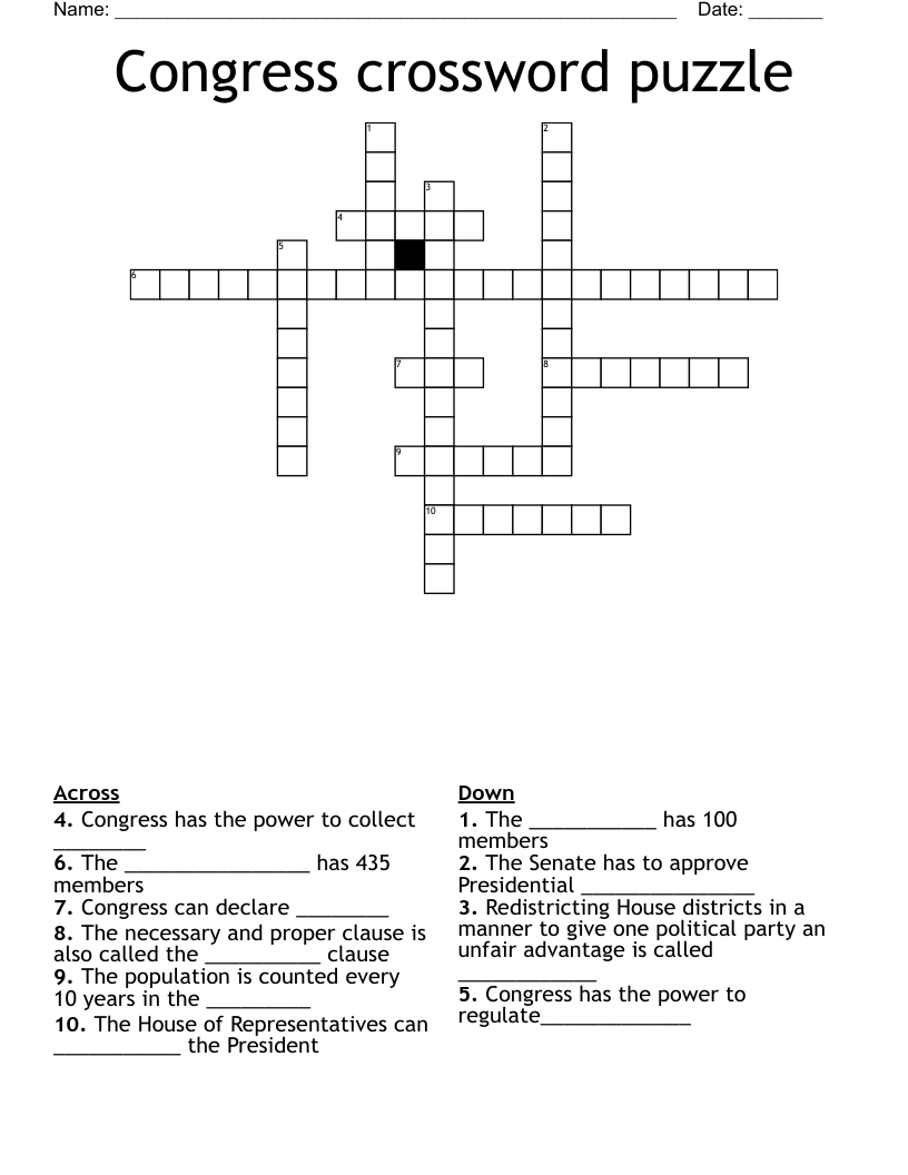 Congress crossword puzzle
