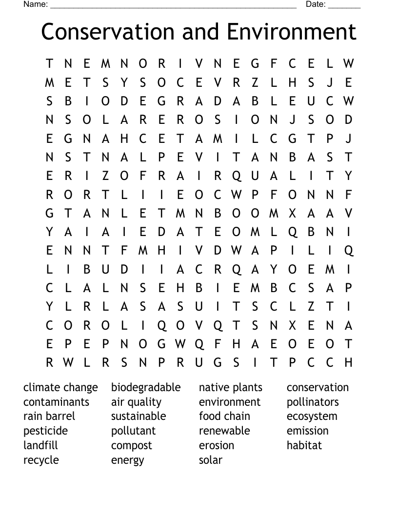 Conservation and Environment Word Search