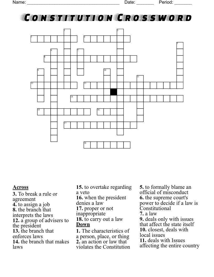 Constitution Crossword