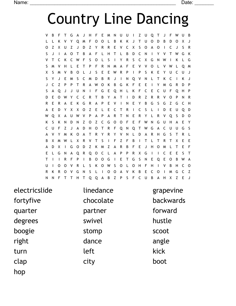 Country Line Dancing Word Search