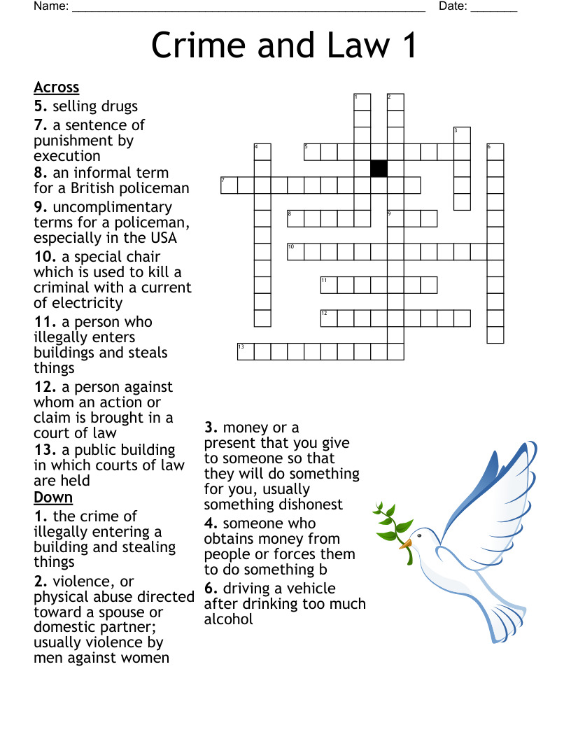 Crime and Law 1 Crossword