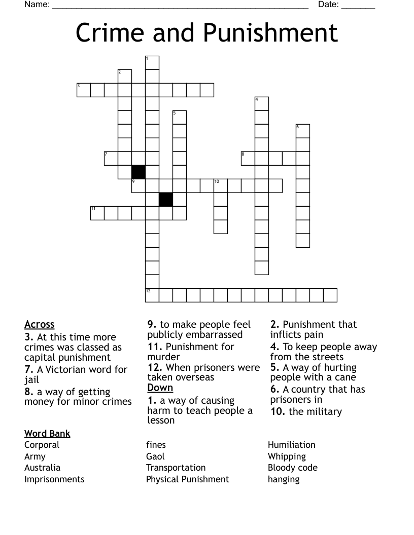 Crime and Punishment Crossword