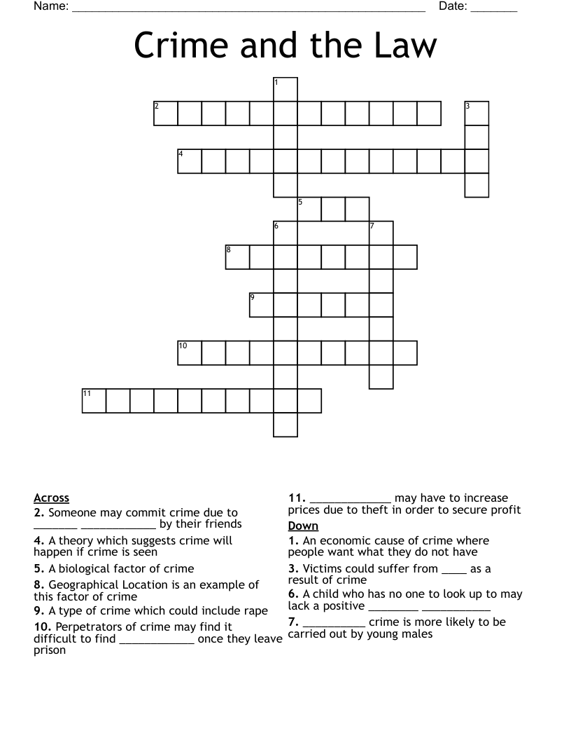 Crime and the Law Crossword