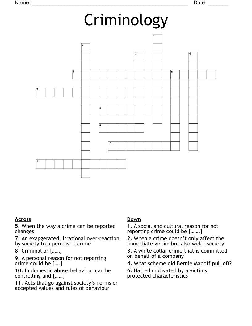 Criminology Crossword