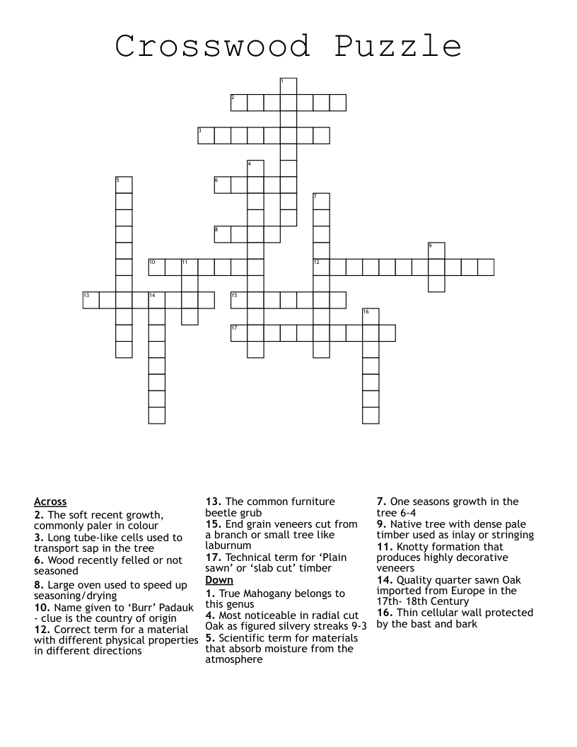 Crosswood Puzzle Crossword
