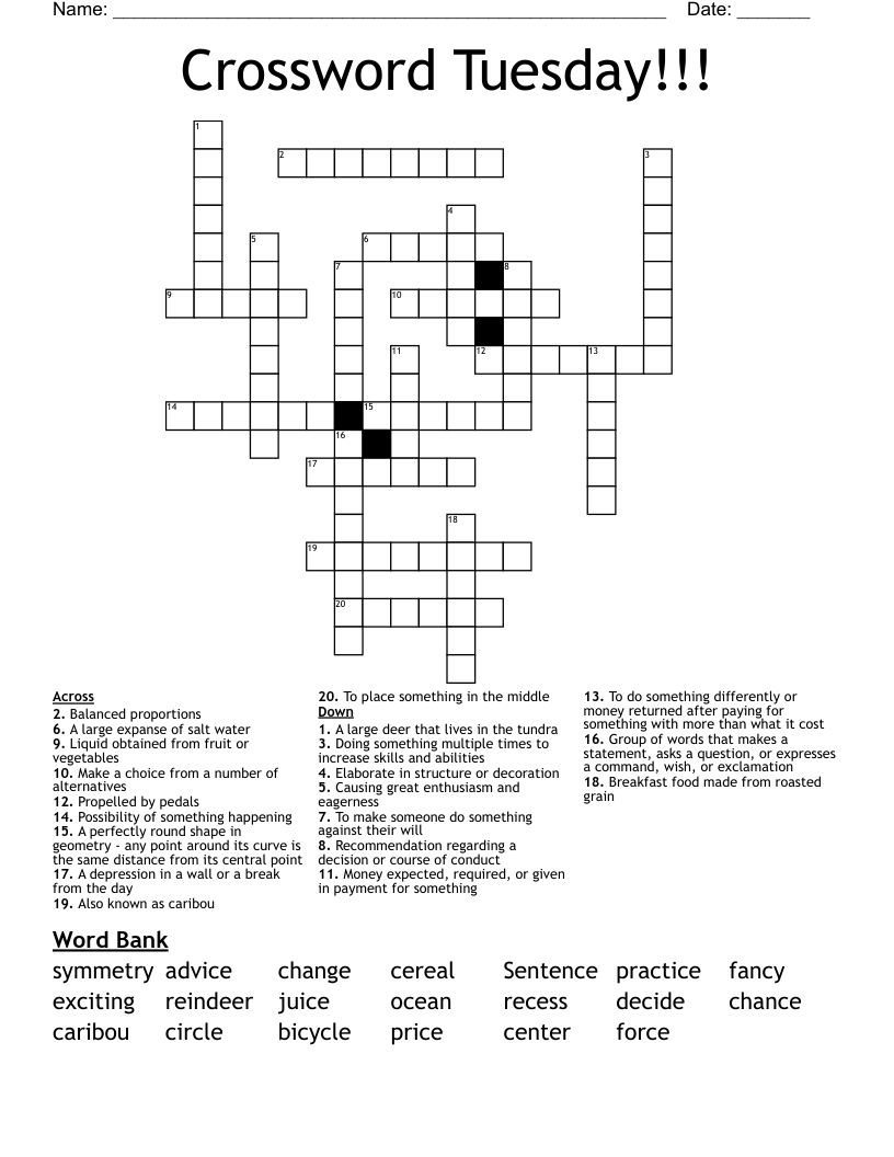 Crossword Tuesday!!!