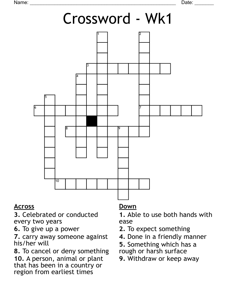 Crossword - Wk1
