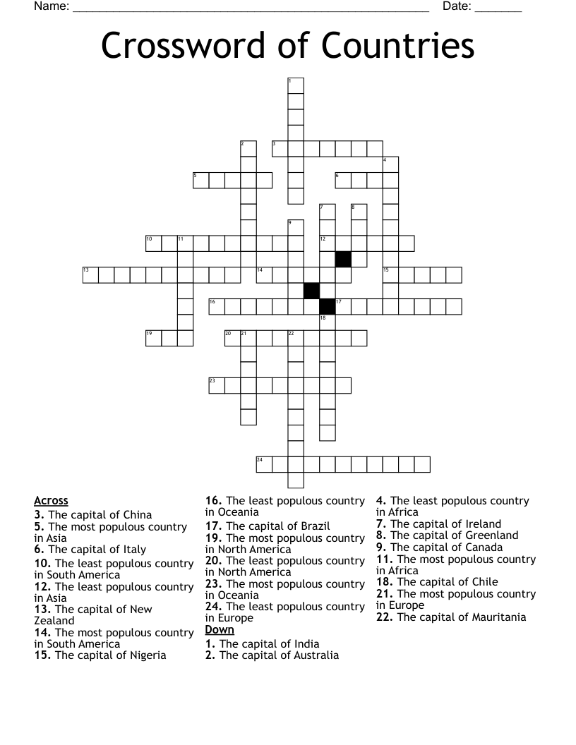 Crossword of Countries