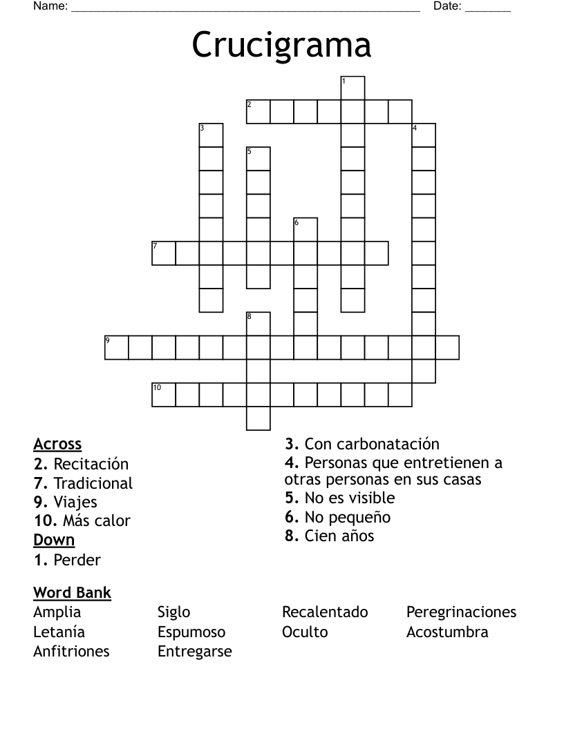Crucigrama Crossword