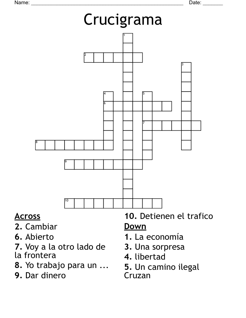 Crucigrama Crossword