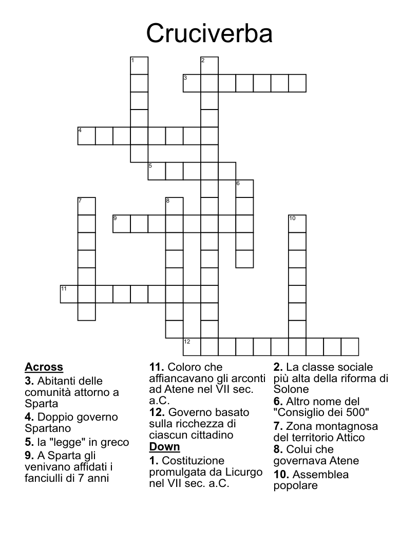 Cruciverba Crossword