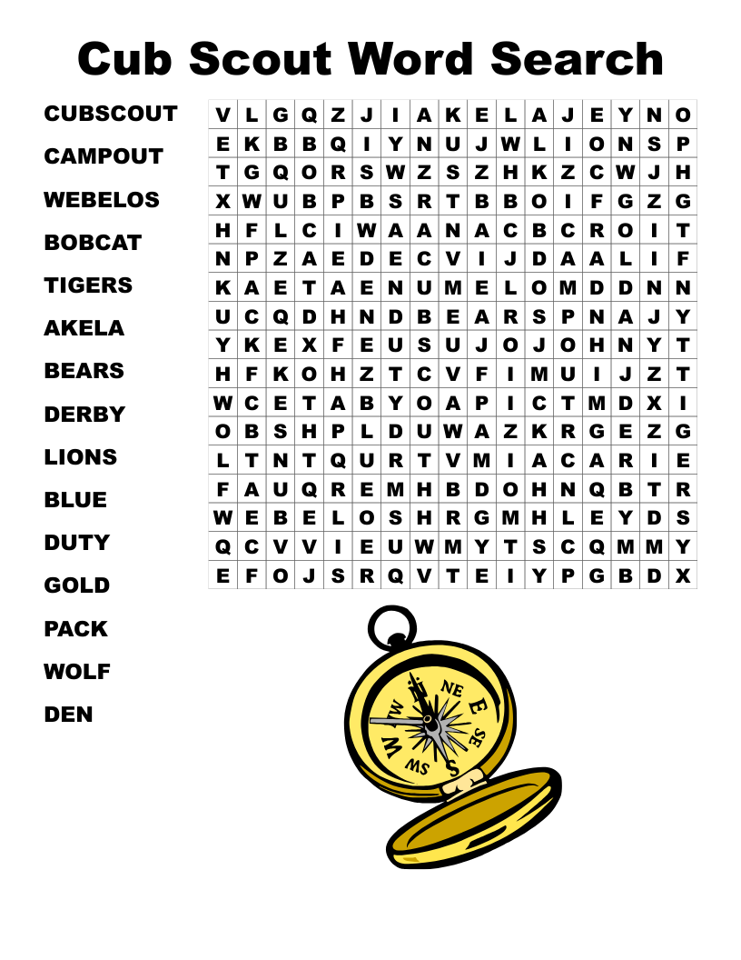 Cub Scout Word Search