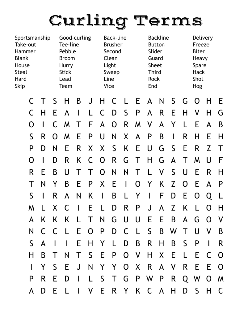 Curling Terms Word Search