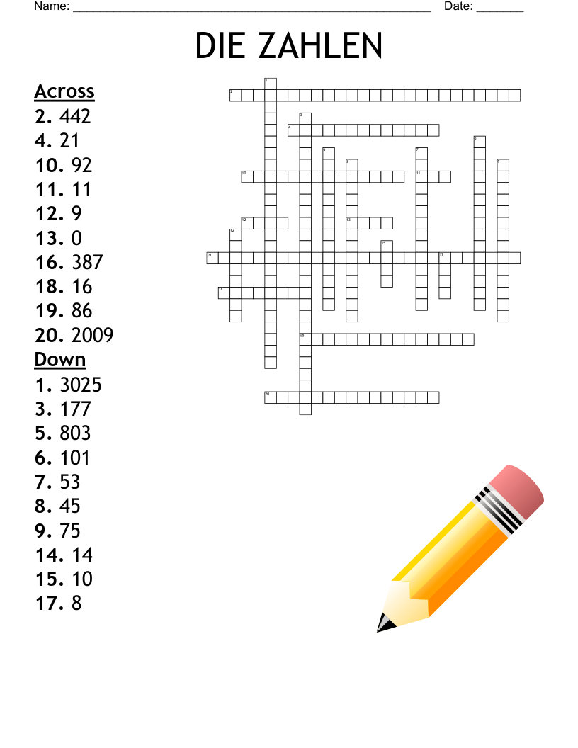 DIE  ZAHLEN Crossword