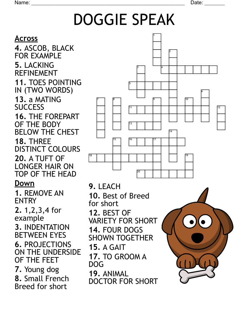DOGGIE SPEAK Crossword