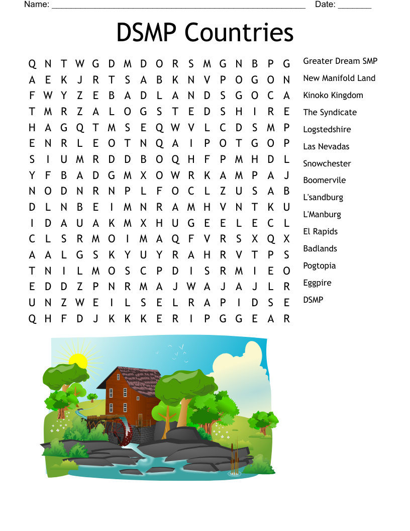 DSMP Countries Word Search