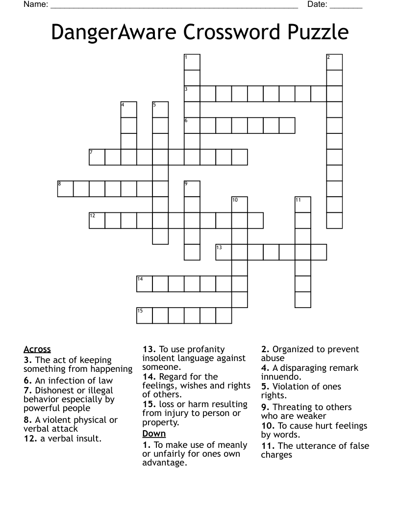 DangerAware  Crossword Puzzle  