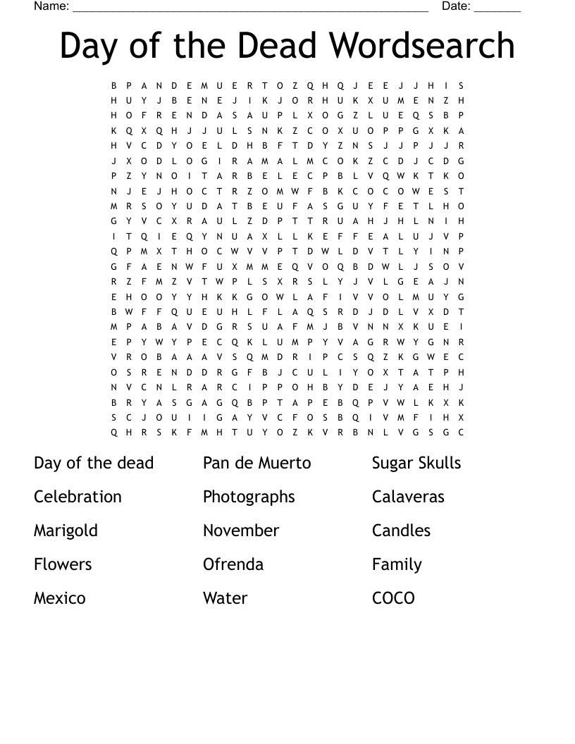 Day of the Dead Wordsearch