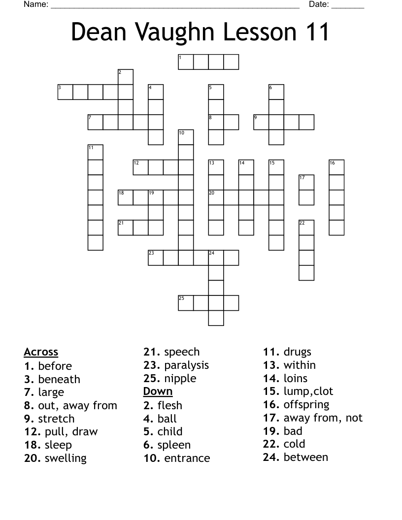 Dean Vaughn Lesson 11 Crossword