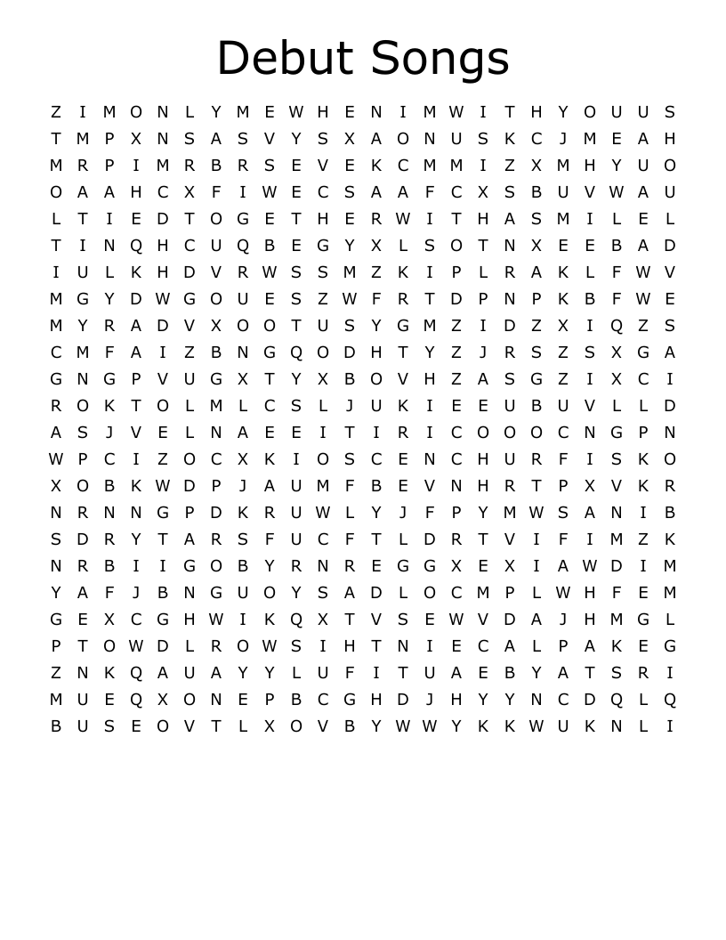 Debut Songs Word Search