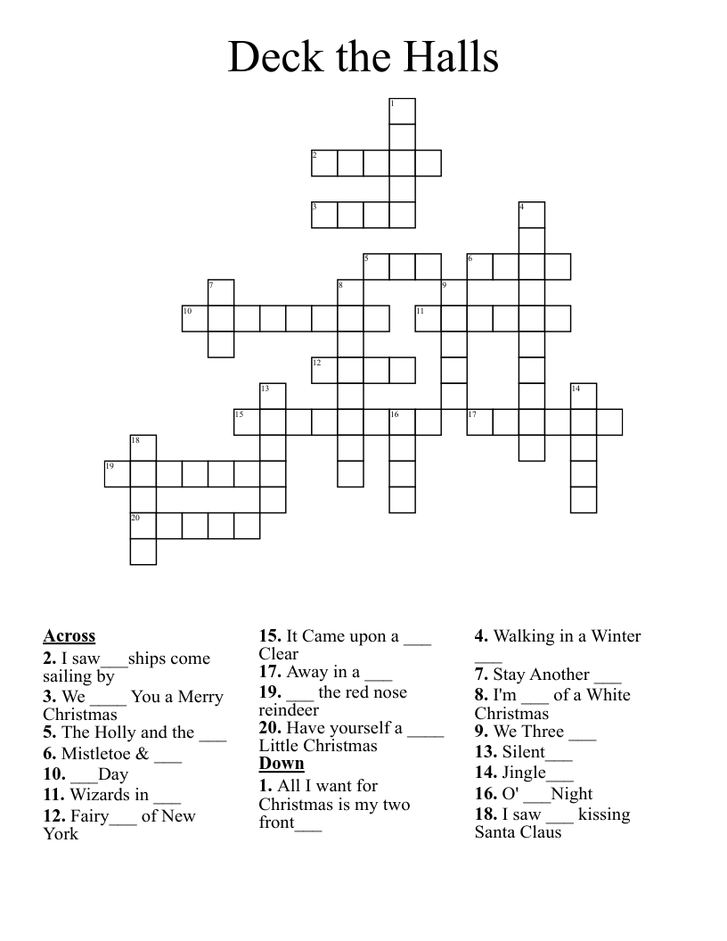 Deck the Halls Crossword