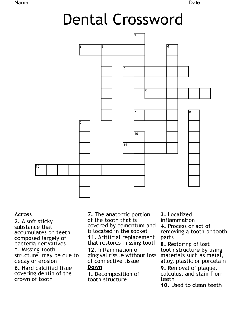 Dental Crossword