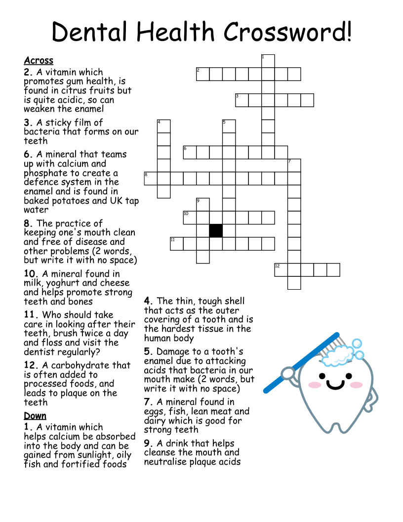 Dental Health Crossword! 