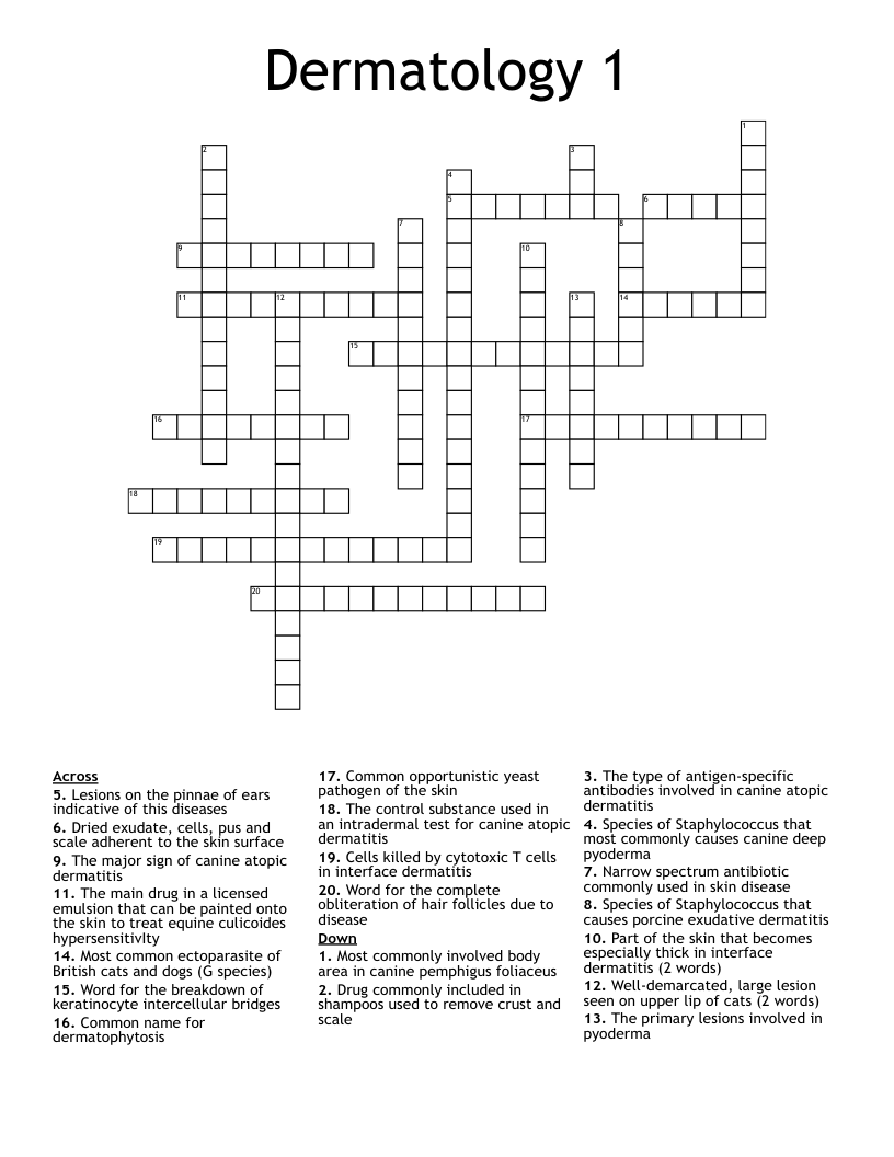 Dermatology 1 Crossword