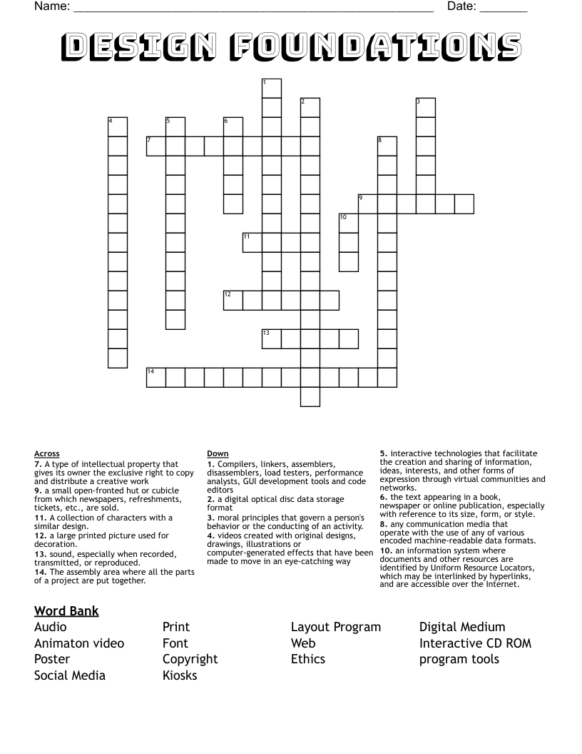 Design Foundations Crossword