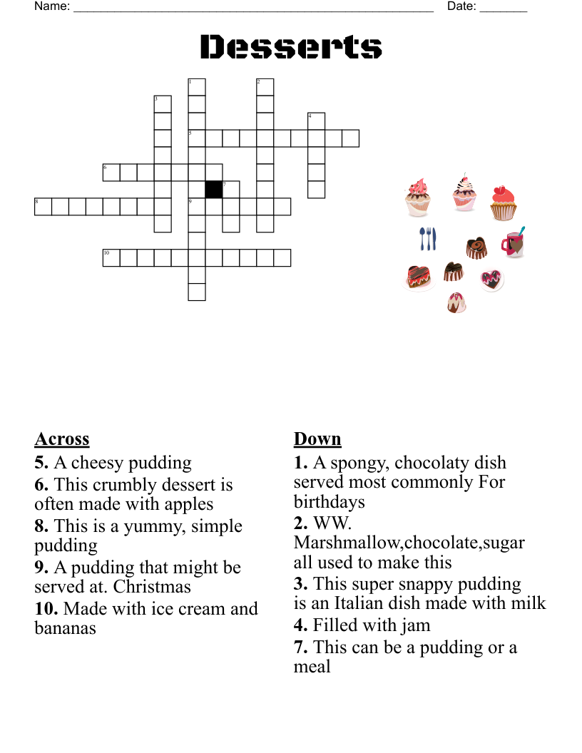Desserts Crossword