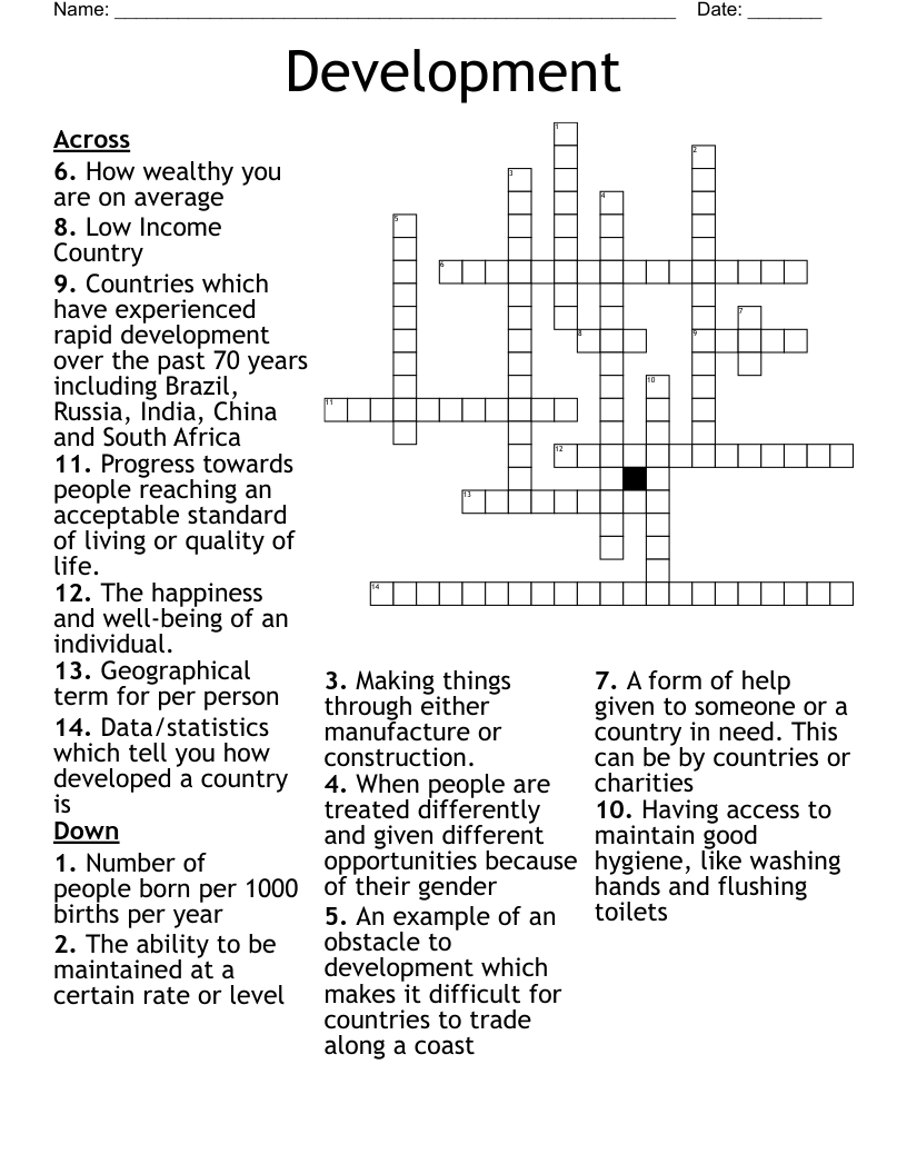 Development  Crossword