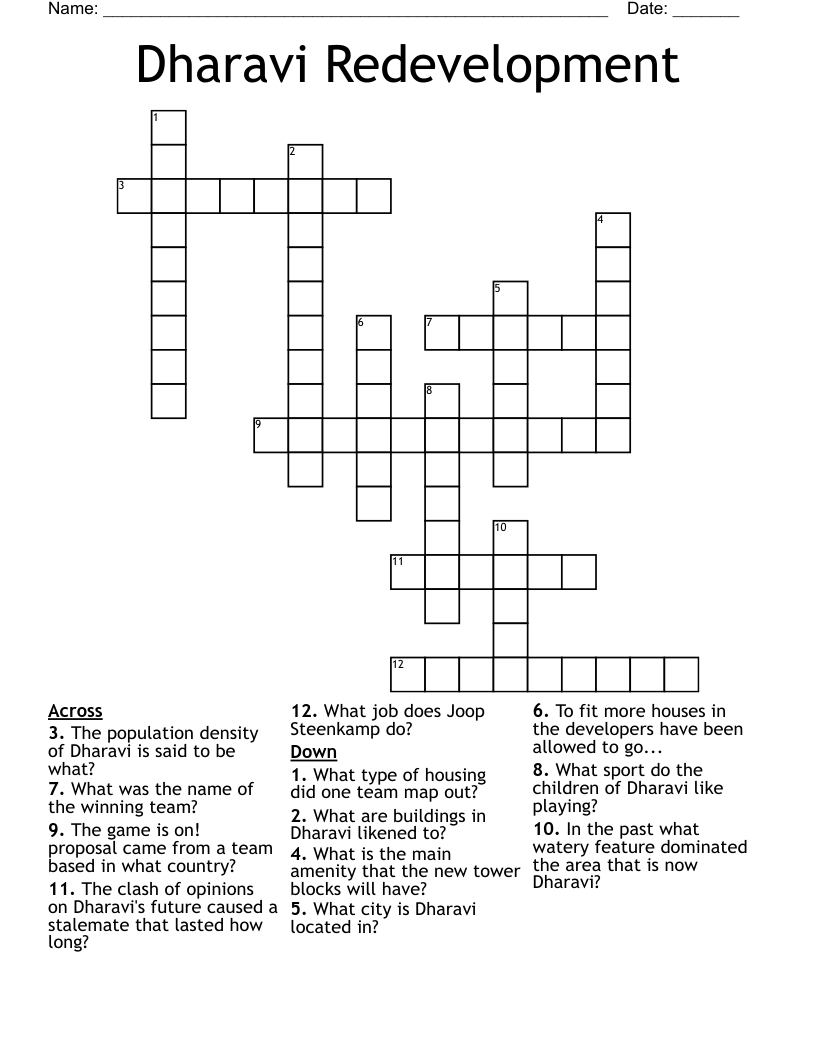 Dharavi Redevelopment Crossword