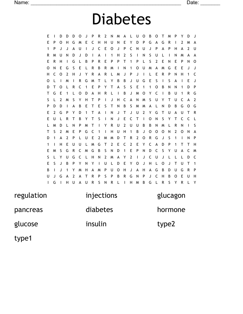 Diabetes Word Search