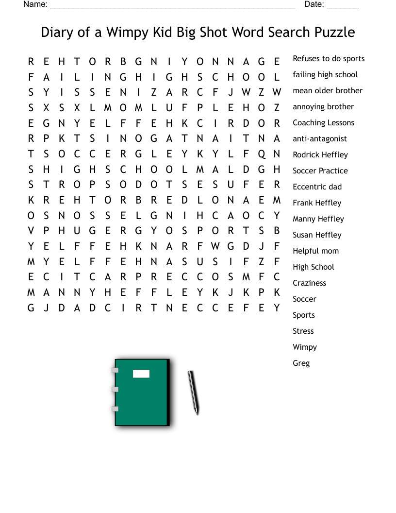 Diary of a Wimpy Kid Big Shot Word Search Puzzle