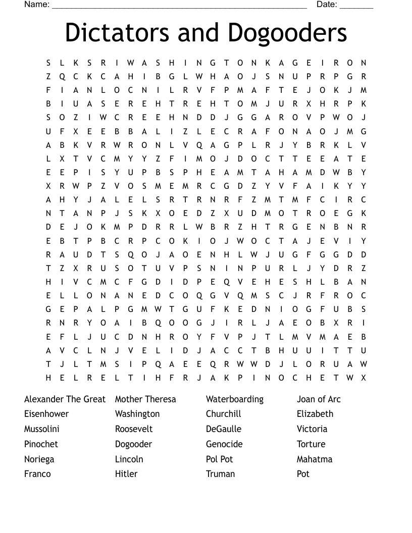 Dictators and Dogooders Word Search