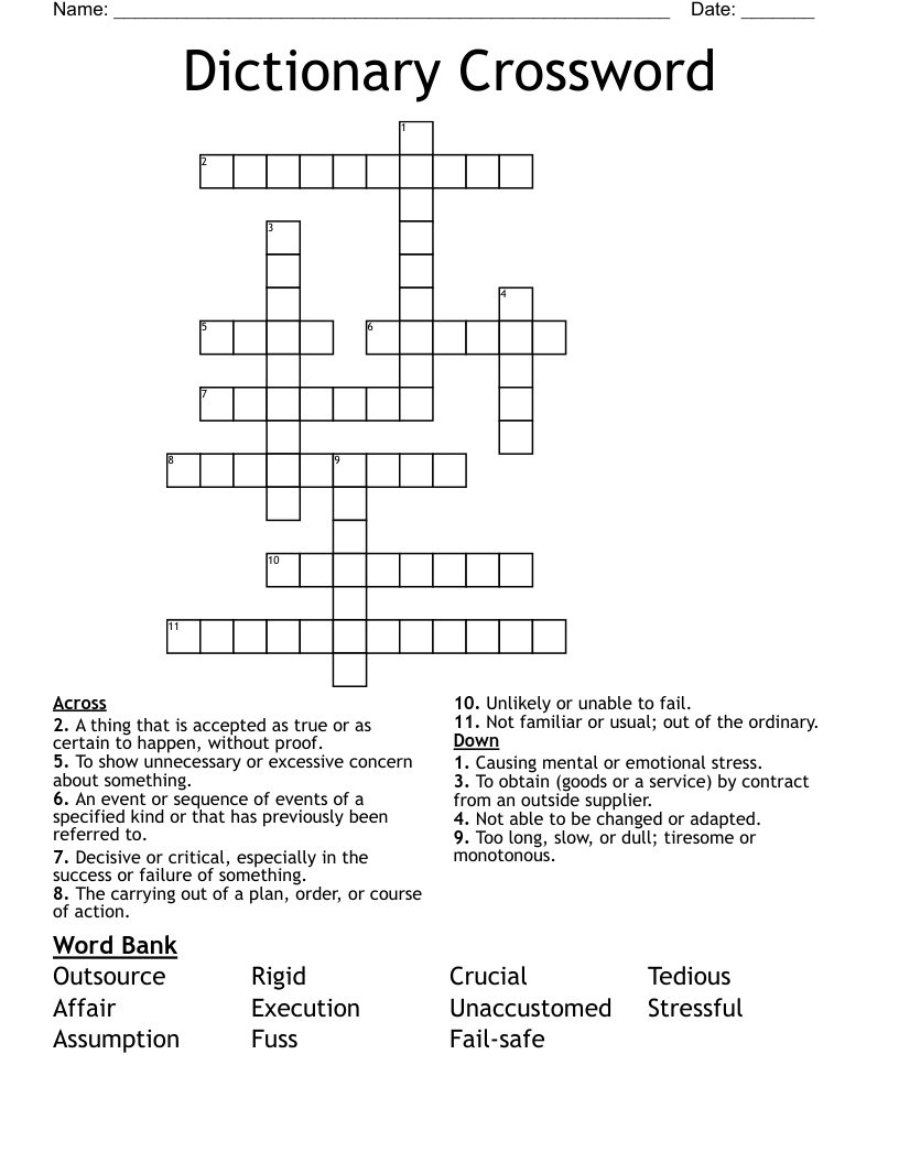 Dictionary Crossword