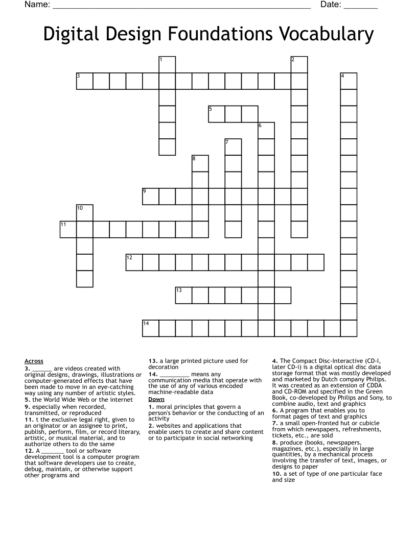 Digital Design Foundations Vocabulary Crossword