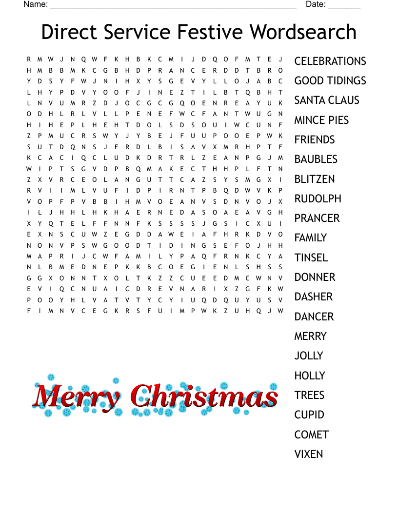 Direct Service Festive Wordsearch
