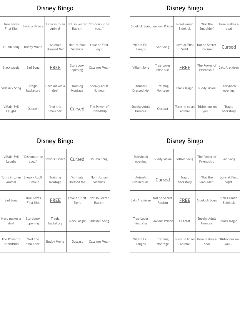 Disney Bingo