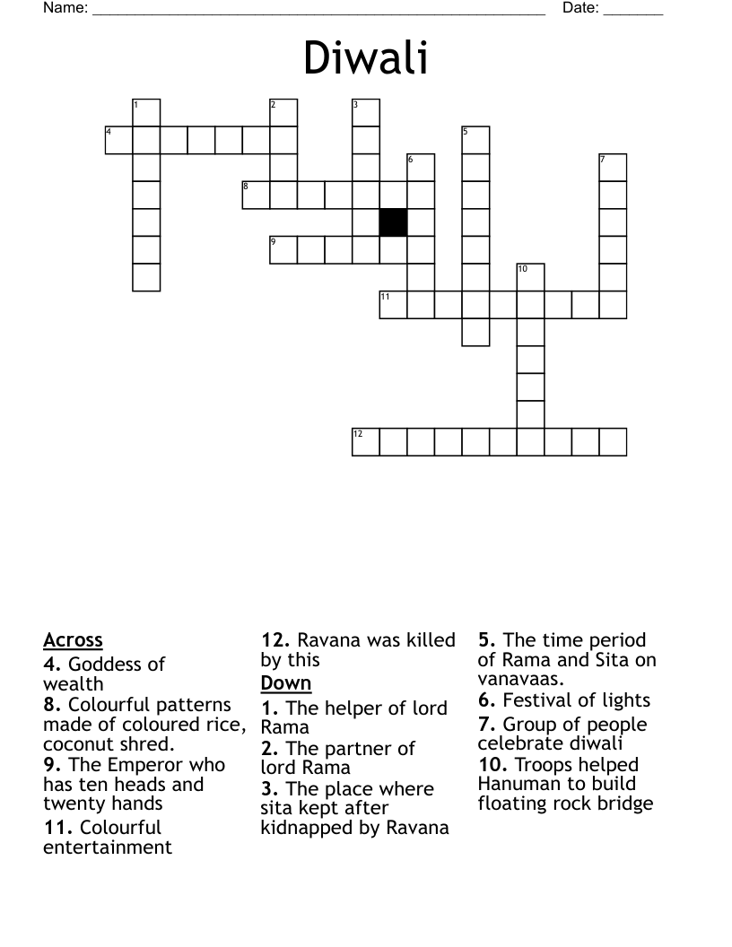 Diwali Crossword