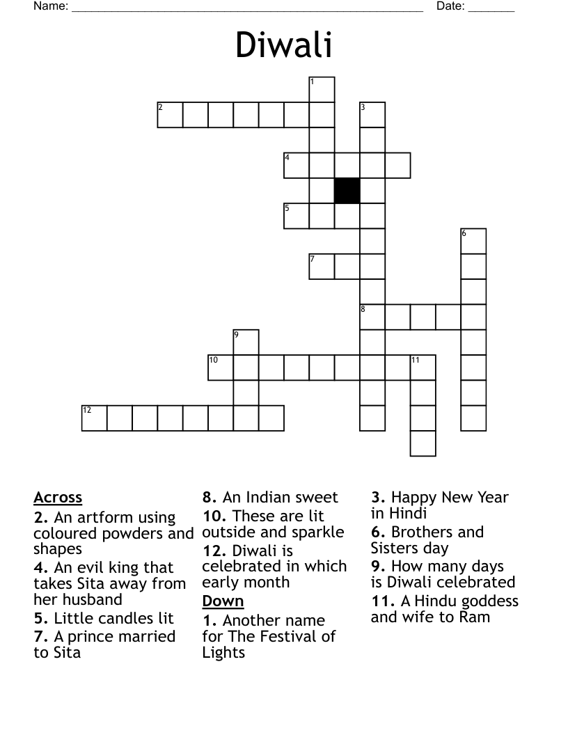 Diwali Crossword