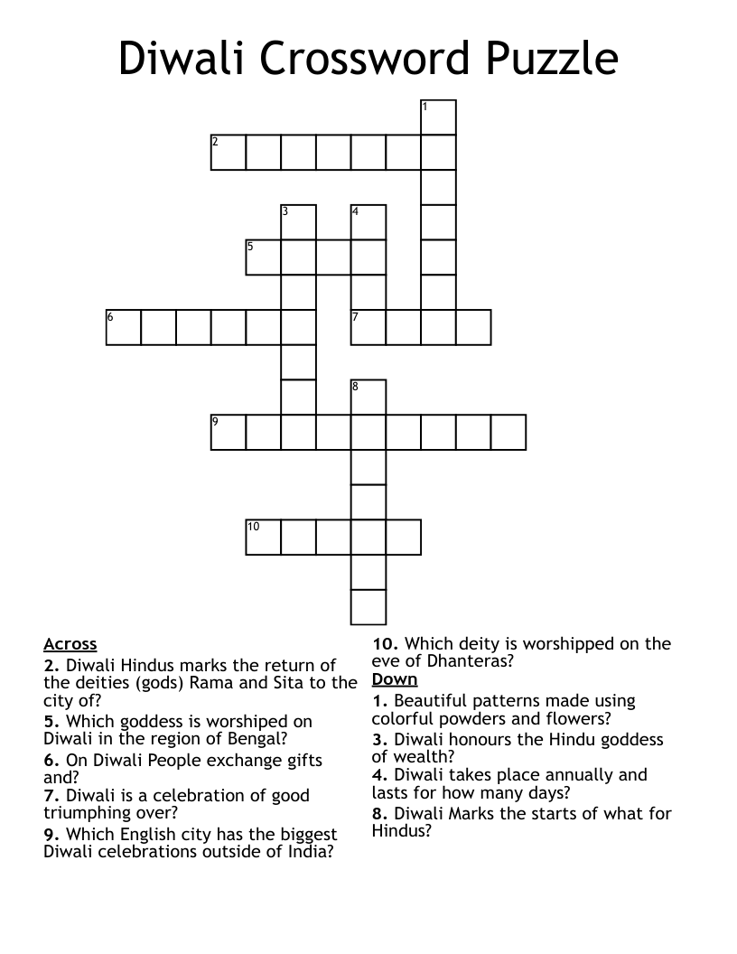 Diwali Crossword Puzzle