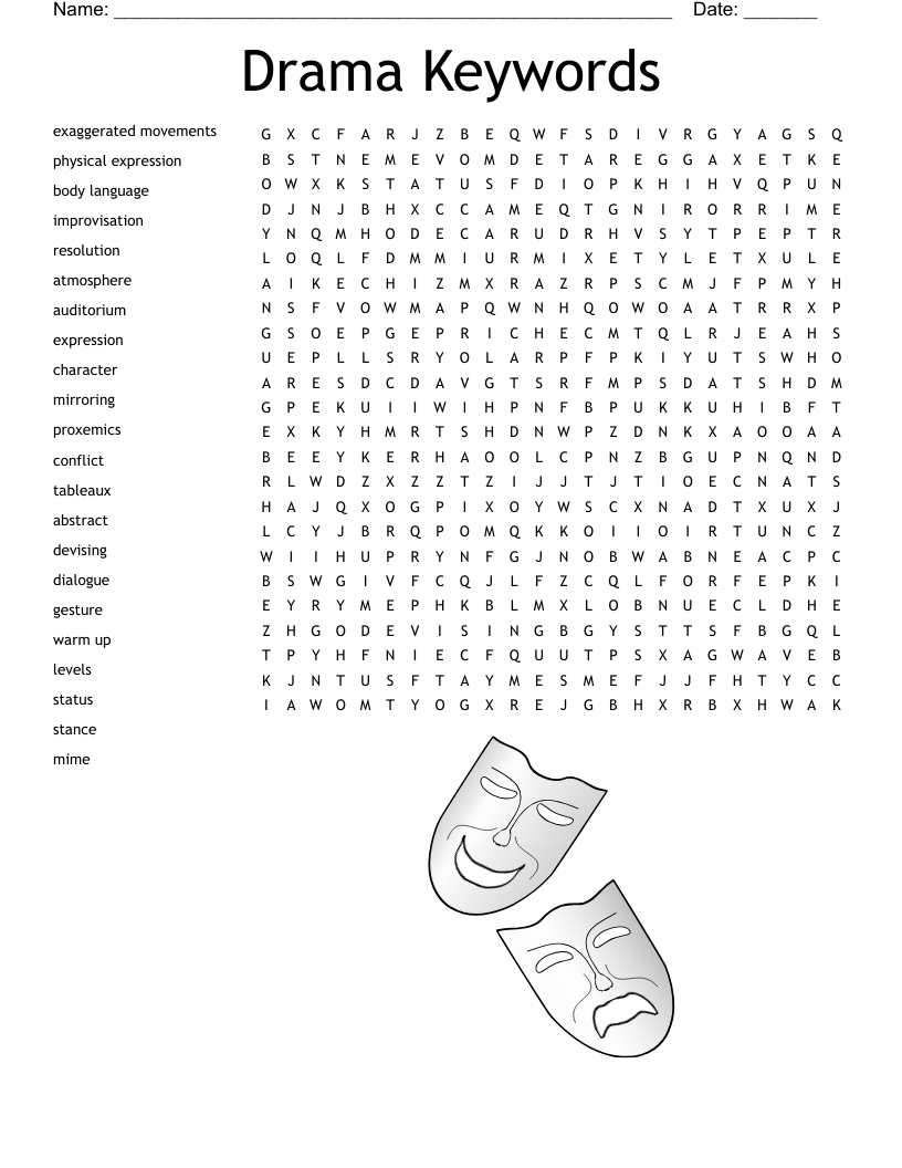 Drama Keywords Word Search